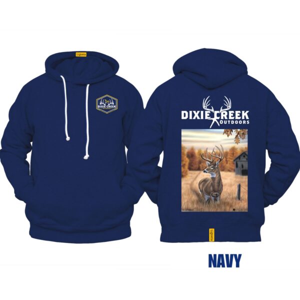 Ligosta Dixie Creek, Outdoor Wildlife Collection Hoodie, Unisex Hoodie Featuring Deer Farmhouse Scene Design, Rural Lifestyle Fans 003 - Image 2