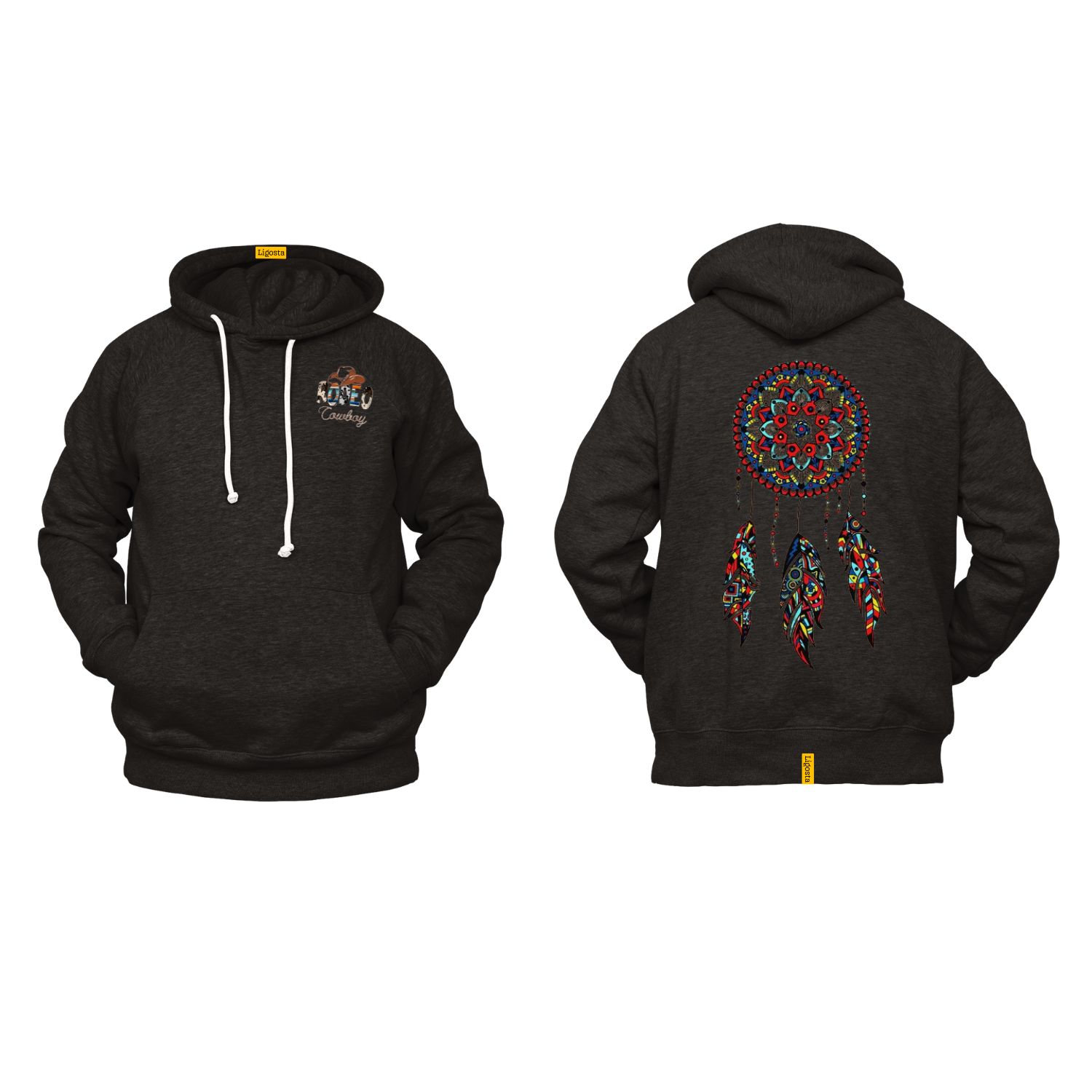 Ligosta Cowboy, Tribal Dreamcatcher Collection Hoodie, Unisex Hoodie With Bold Dreamcatcher Design, Perfect For Boho Lovers 011