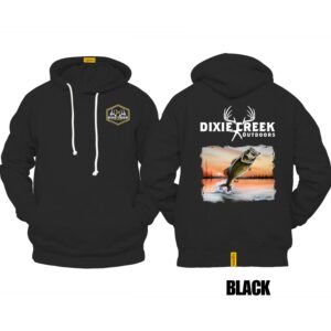 Ligosta Dixie Creek, Wildlife Collection Hoodie, Unisex Hoodie Featuring Bass Fishing Design, Perfect For Anglers 014