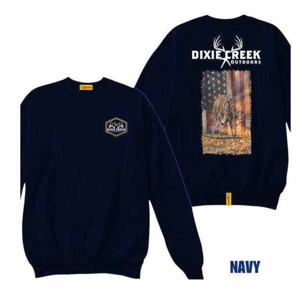 Ligosta Dixie Creek, Wildlife Collection Sweatshirt, Unisex Sweatshirt Featuring Deer With American Flag, Perfect For Patriotic Hunters 027 - Image 2