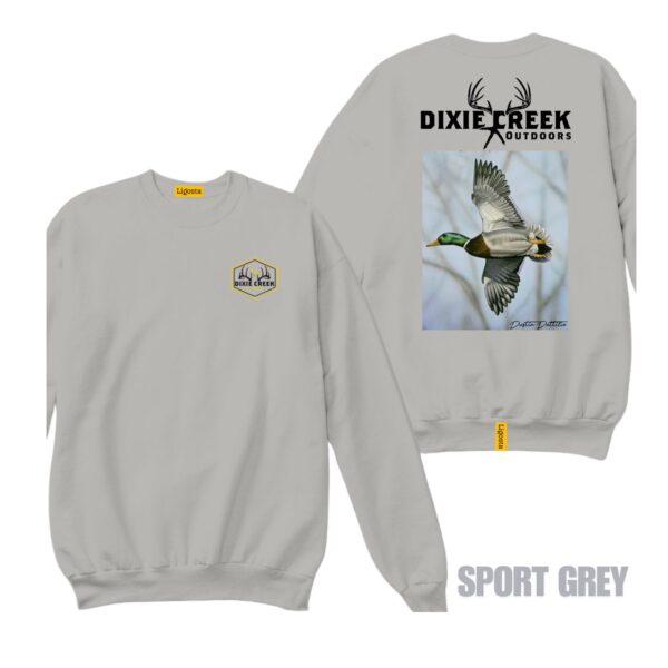 Ligosta Dixie Creek, Outdoor Wildlife Collection Sweatshirt, Unisex Sweatshirt Featuring Flying Mallard Duck Design, Birdwatching Fans 009 - Image 5
