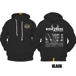 Ligosta Dixie Creek, Outdoor Wildlife Collection Hoodie, Unisex Hoodie Featuring Deer Flag Design, Perfect For Outdoor Patriots 004