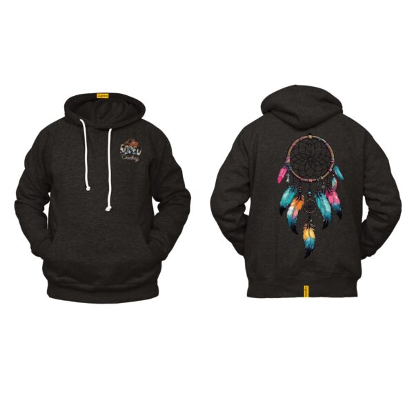 Ligosta Cowboy, Dreamcatcher Vibes Collection Hoodie, Unisex Hoodie Featuring Vibrant Dreamcatcher with Multicolor Feathers 101