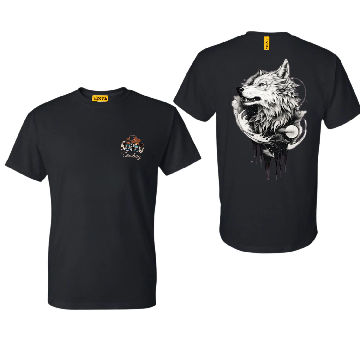 Ligosta Cowboy, Alpha Moon Collection T-Shirt, Unisex T-Shirt Featuring Bold Wolf and Moon Design, Wild Spirit and Nature Lovers 071