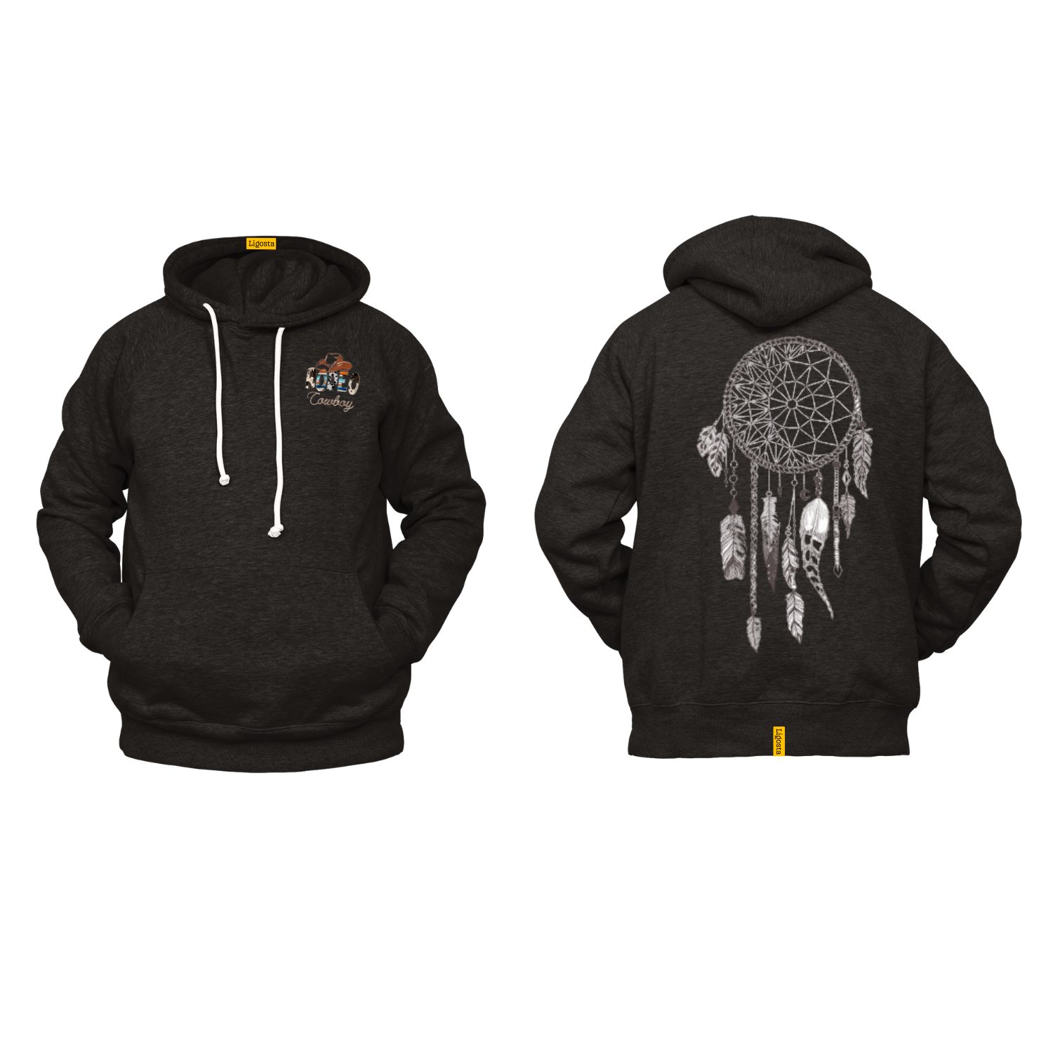 Ligosta Cowboy, Mystic Skull Collection Hoodie, Unisex Hoodie With Skull And Dreamcatcher Design, Perfect For Boho Lovers 027