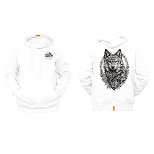 Ligosta Cowboy, Wild Spirit Collection Hoodie, Unisex Hoodie Featuring Wolf and Floral Frame, Perfect For Free Spirits And Nature Lovers 87 - Image 3