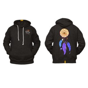 Ligosta Cowboy, Desert Sun Collection Hoodie, Unisex Hoodie With Vibrant Dreamcatcher Design Featuring Bold Purple Feathers 038