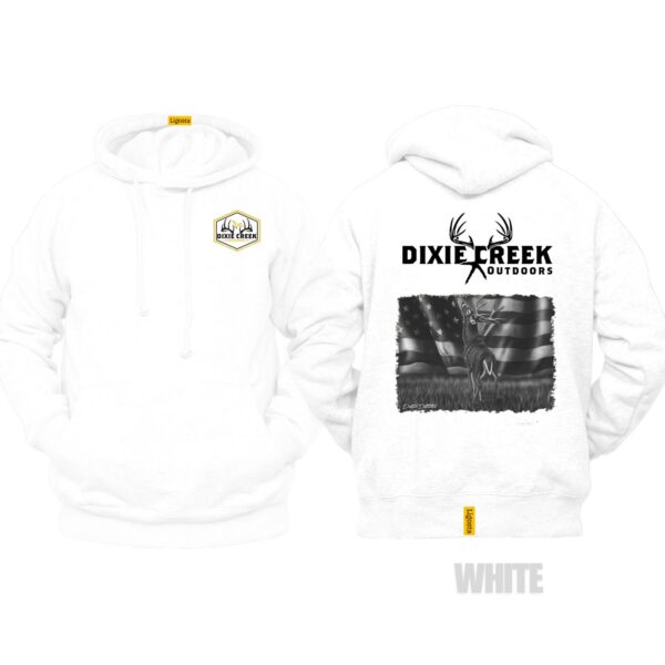 Ligosta Dixie Creek, Outdoor Wildlife Collection Hoodie, Unisex Hoodie Featuring Deer Flag Design, Perfect For Outdoor Patriots 004 - Image 3
