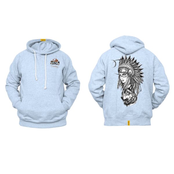 Ligosta Cowboy, Tribal Spirit Collection Hoodie, Unisex Hoodie Featuring Wolf and Tribal Woman Art, Free Spirits And Nature Lovers 085 - Image 6