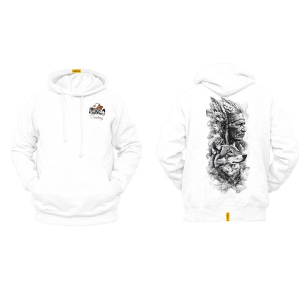 Ligosta Cowboy, Heritage Collection Hoodie, Unisex Hoodie Featuring Chief With Loyal Wolf Design, Perfect For History Lovers 092 - Image 3