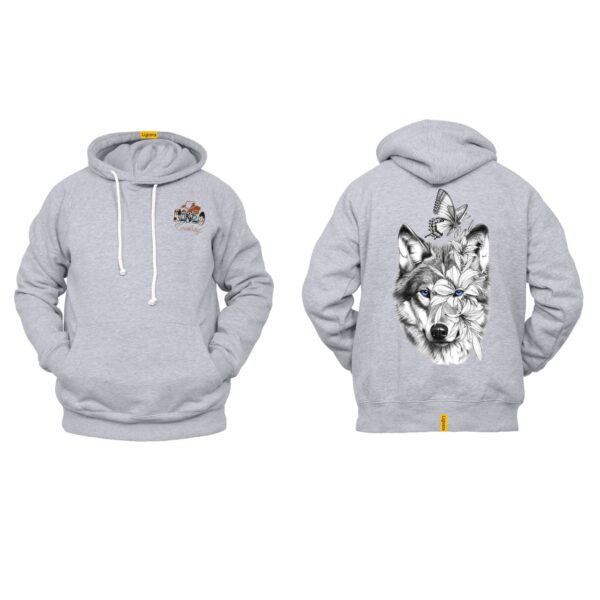 Ligosta Cowboy, Wild Harmony Collection Hoodie, Unisex Hoodie Featuring Wolf with Floral and Butterfly Design, Nature and Art Lovers 074 - Image 2