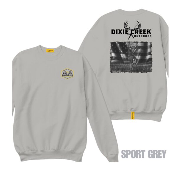 Ligosta Dixie Creek, Outdoor Wildlife Collection Sweatshirt, Unisex Sweatshirt Featuring Deer Flag Design, Perfect For Outdoor Patriots 004 - Image 5