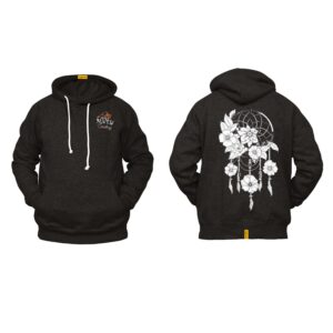 Ligosta Cowboy, Floral Spirit Collection Hoodie, Unisex Hoodie With Monochrome Dreamcatcher And Flower Design, Perfect For Boho Lovers 020