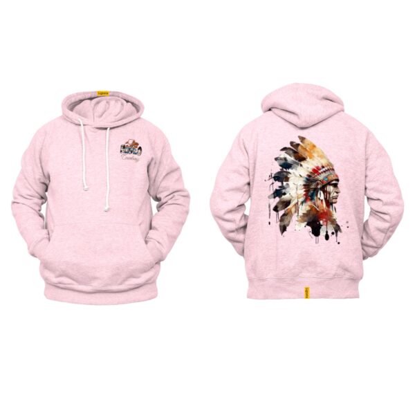 Ligosta Cowboy, Western Spirit Collection Hoodie, Unisex Hoodie Featuring Native Chief Watercolor Design, Embrace Tradition and Strength - Image 4