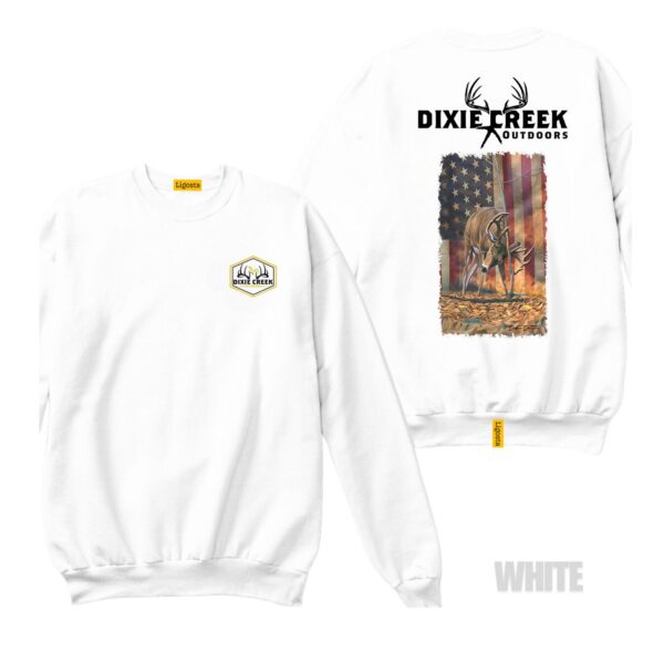 Ligosta Dixie Creek, Wildlife Collection Sweatshirt, Unisex Sweatshirt Featuring Deer With American Flag, Perfect For Patriotic Hunters 027 - Image 3