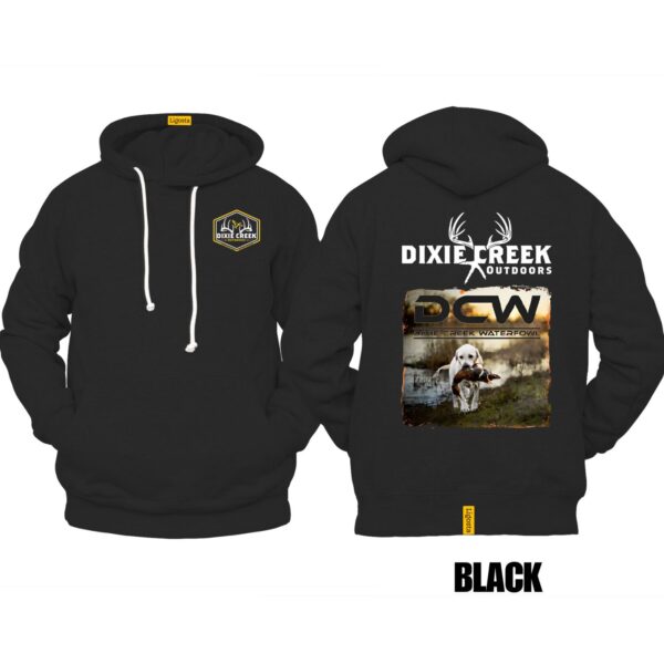 Ligosta Dixie Creek, Wildlife Collection Hoodie, Unisex Hoodie Featuring Retriever With Duck Design, Perfect For Waterfowl Fans 022