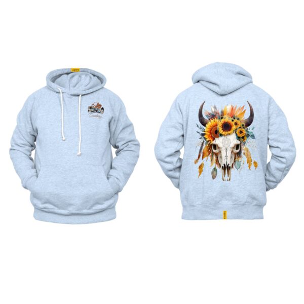 Ligosta Cowboy Collection Hoodie, Unisex Hoodie with Floral Skull and Sunflowers Design, Style 057 - Image 6