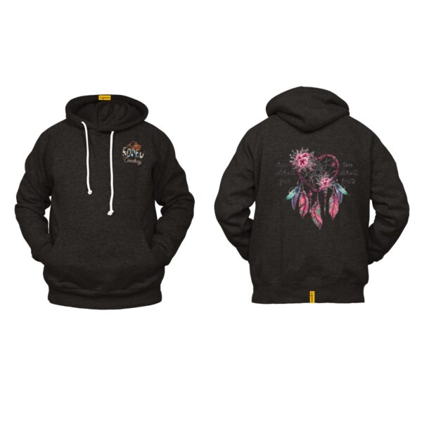 Ligosta Cowboy, Heart Dream Collection Hoodie, Unisex Hoodie Featuring Heart-Shaped Dreamcatcher with Floral Details, Boho Lovers 100