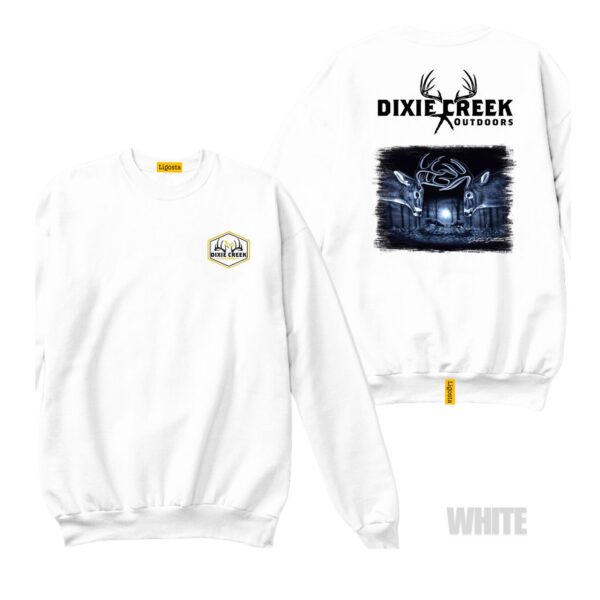 Ligosta Dixie Creek, Outdoor Wildlife Collection Sweatshirt, Unisex Sweatshirt Featuring Ghostly Deer Design, Nocturnal Hunting Fans 006 - Image 3