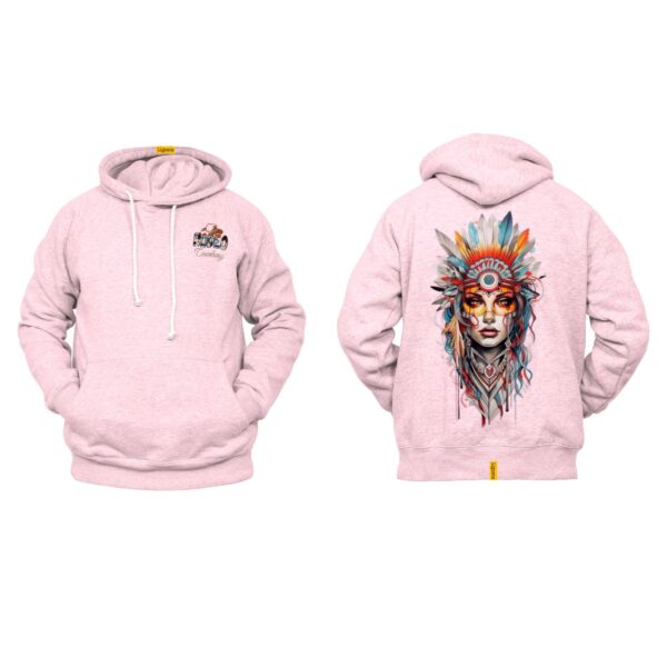 Ligosta Cowboy, Western Spirit Collection Hoodie, Unisex Hoodie Featuring Bold Native Art of a Tribal Woman, Vibrant Western Style 050 - Image 4