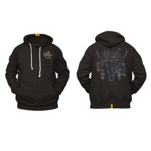 Ligosta Cowboy, Boho Bull Skull Collection Hoodie, Unisex Hoodie with Colorful Skull and Feather Details, Western Spirit-Inspired Apparel