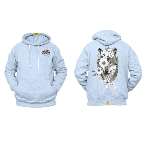 Ligosta Cowboy, Wild Harmony Collection Hoodie, Unisex Hoodie Featuring Wolf and Floral Design, Perfect For Nature Lovers and Free Spirits - Image 6