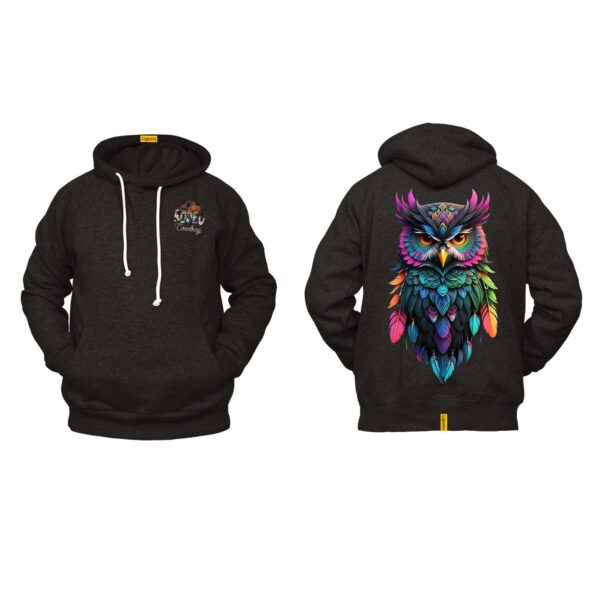 Ligosta Cowboy, Western Spirit Collection Hoodie, Unisex Hoodie with Vibrant Owl Art, Perfect for a Bold and Colorful Western Look 049