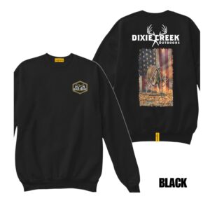 Ligosta Dixie Creek, Wildlife Collection Sweatshirt, Unisex Sweatshirt Featuring Deer With American Flag, Perfect For Patriotic Hunters 027