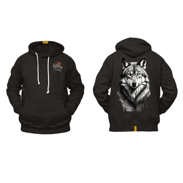 Ligosta Cowboy, Midnight Wolf Collection Hoodie, Unisex Hoodie Featuring Intense Wolf Portrait, Wildlife Enthusiasts And Bold Style 082
