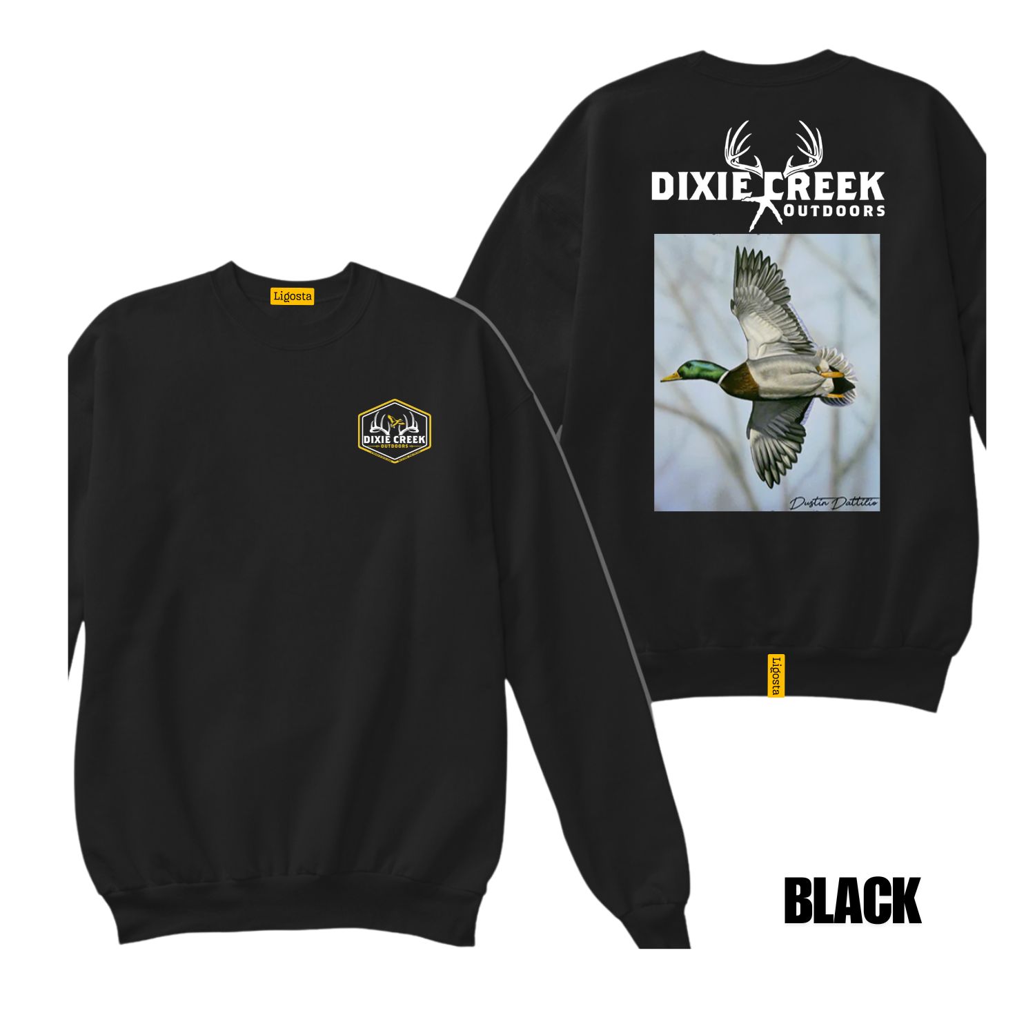 Ligosta Dixie Creek, Outdoor Wildlife Collection Sweatshirt, Unisex Sweatshirt Featuring Flying Mallard Duck Design, Birdwatching Fans 009