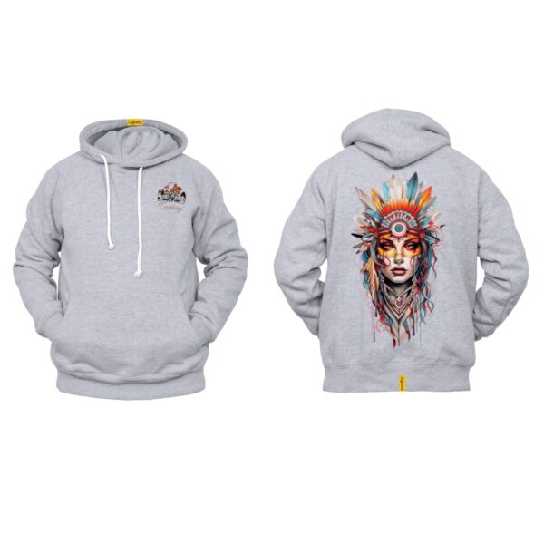 Ligosta Cowboy, Western Spirit Collection Hoodie, Unisex Hoodie Featuring Bold Native Art of a Tribal Woman, Vibrant Western Style 050 - Image 2