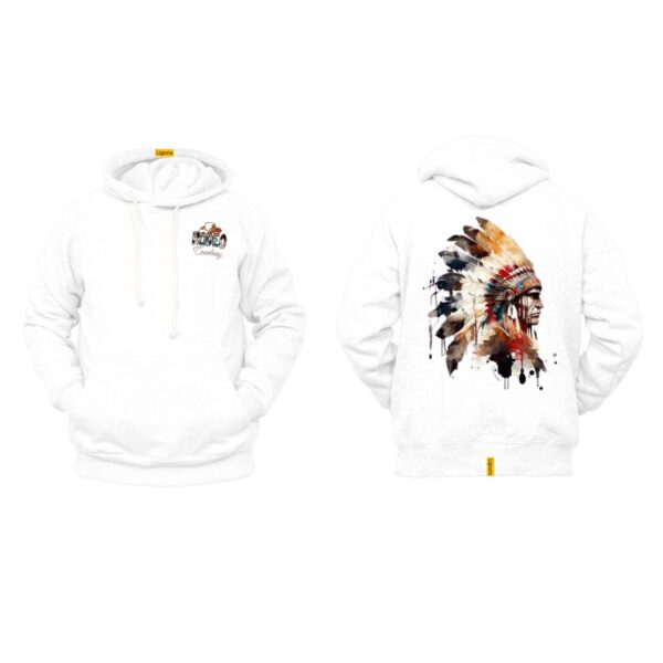Ligosta Cowboy, Western Spirit Collection Hoodie, Unisex Hoodie Featuring Native Chief Watercolor Design, Embrace Tradition and Strength - Image 3