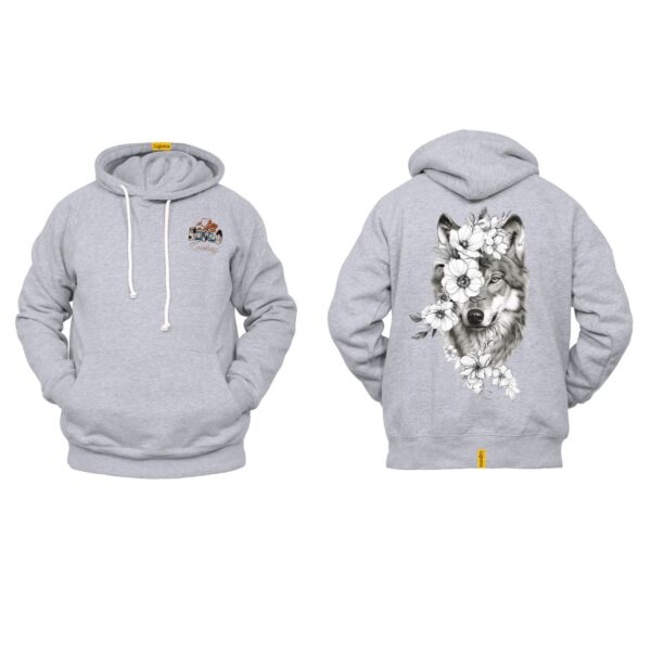 Ligosta Cowboy, Wild Harmony Collection Hoodie, Unisex Hoodie Featuring Wolf and Floral Design, Perfect For Nature Lovers and Free Spirits - Image 2