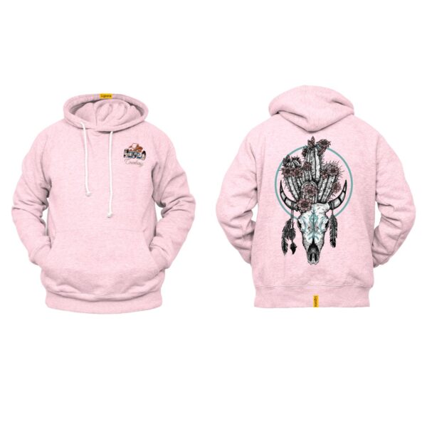 Ligosta Cowboy, Desert Skull Collection Hoodie, Unisex Hoodie Featuring Bull Skull with Cactus and Flowers Design, Southwest-Inspired Style - Image 4