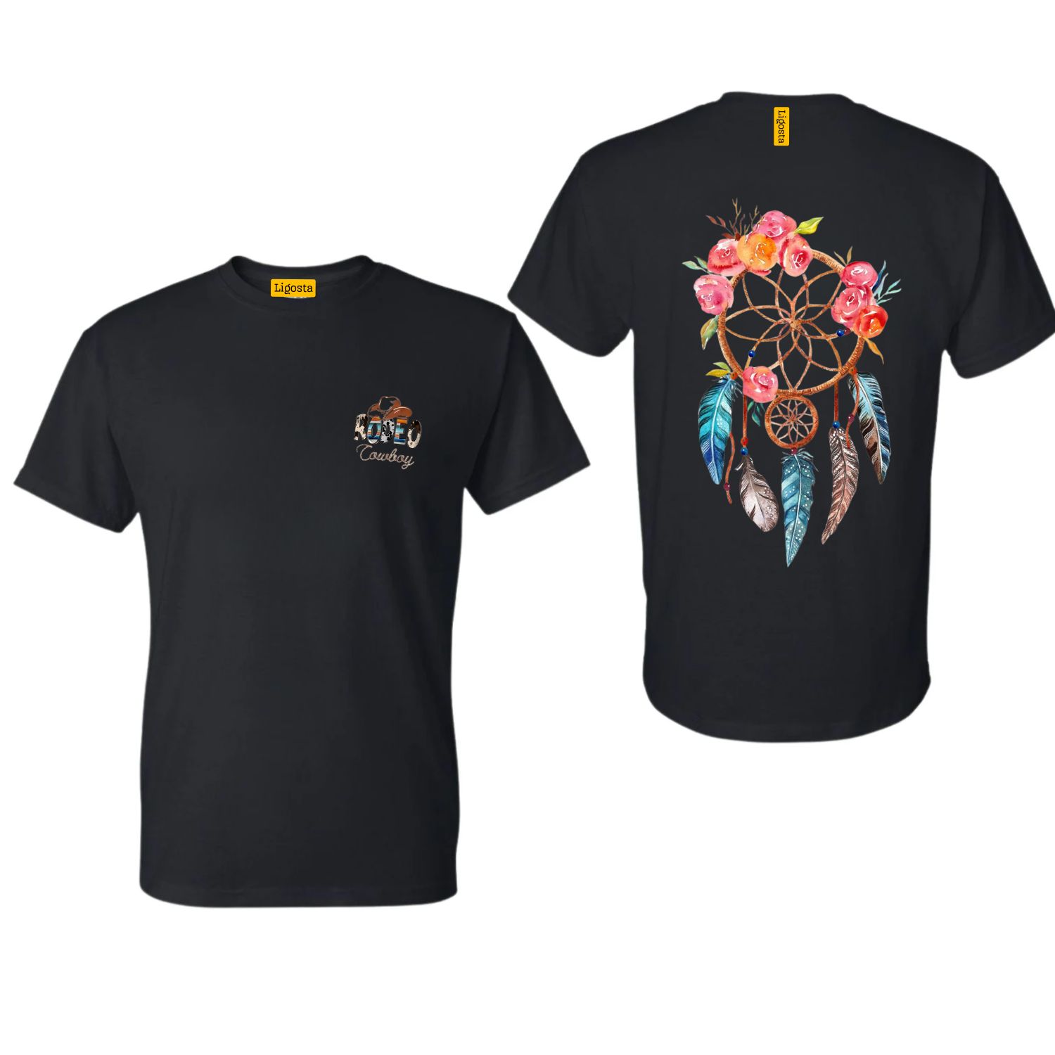 Ligosta Cowboy, Dreamcatcher Collection T-Shirt, Unisex T-Shirt Featuring Floral Dreamcatcher Art, Perfect For Bohemian Spirit  098