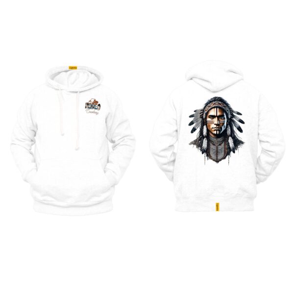 Ligosta Cowboy, Tribal Art Collection Hoodie, Unisex Hoodie Featuring Bold Native Warrior Design, Perfect For Urban Fashion Enthusiasts 062 - Image 3