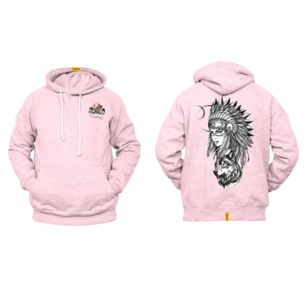 Ligosta Cowboy, Tribal Spirit Collection Hoodie, Unisex Hoodie Featuring Wolf and Tribal Woman Art, Free Spirits And Nature Lovers 085 - Image 4