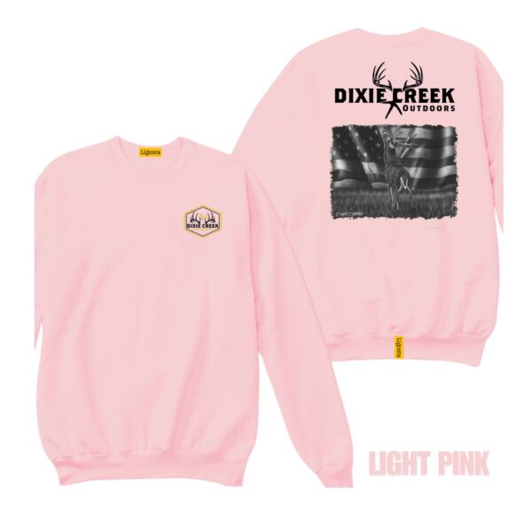 Ligosta Dixie Creek, Outdoor Wildlife Collection Sweatshirt, Unisex Sweatshirt Featuring Deer Flag Design, Perfect For Outdoor Patriots 004 - Image 4