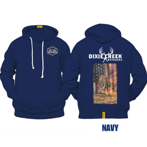 Ligosta Dixie Creek, Wildlife Collection Hoodie, Unisex Hoodie Featuring Deer With American Flag, Perfect For Patriotic Hunters 027 - Image 2