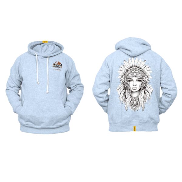 Ligosta Cowboy, Monochrome Spirit Collection Hoodie, Unisex Hoodie Featuring Elegant Native American Woman Design, Tribal Style 067 - Image 6