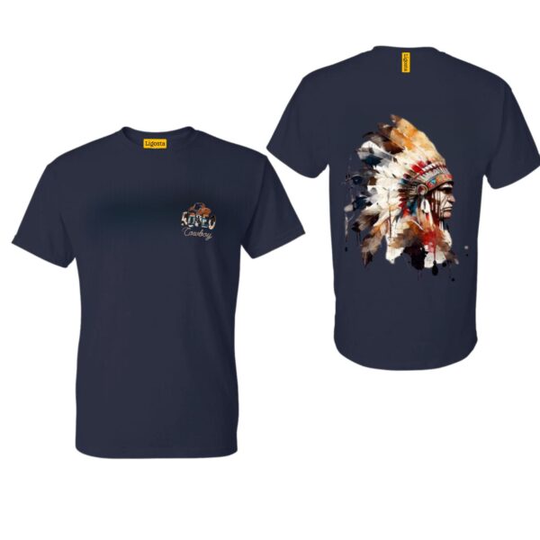 Ligosta Cowboy, Western Spirit Collection T-Shirt, Unisex T-Shirt Featuring Native Chief Watercolor Design, Embrace Tradition and Strength - Image 2