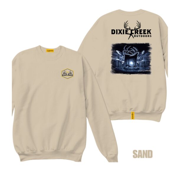 Ligosta Dixie Creek, Outdoor Wildlife Collection Sweatshirt, Unisex Sweatshirt Featuring Ghostly Deer Design, Nocturnal Hunting Fans 006 - Image 6