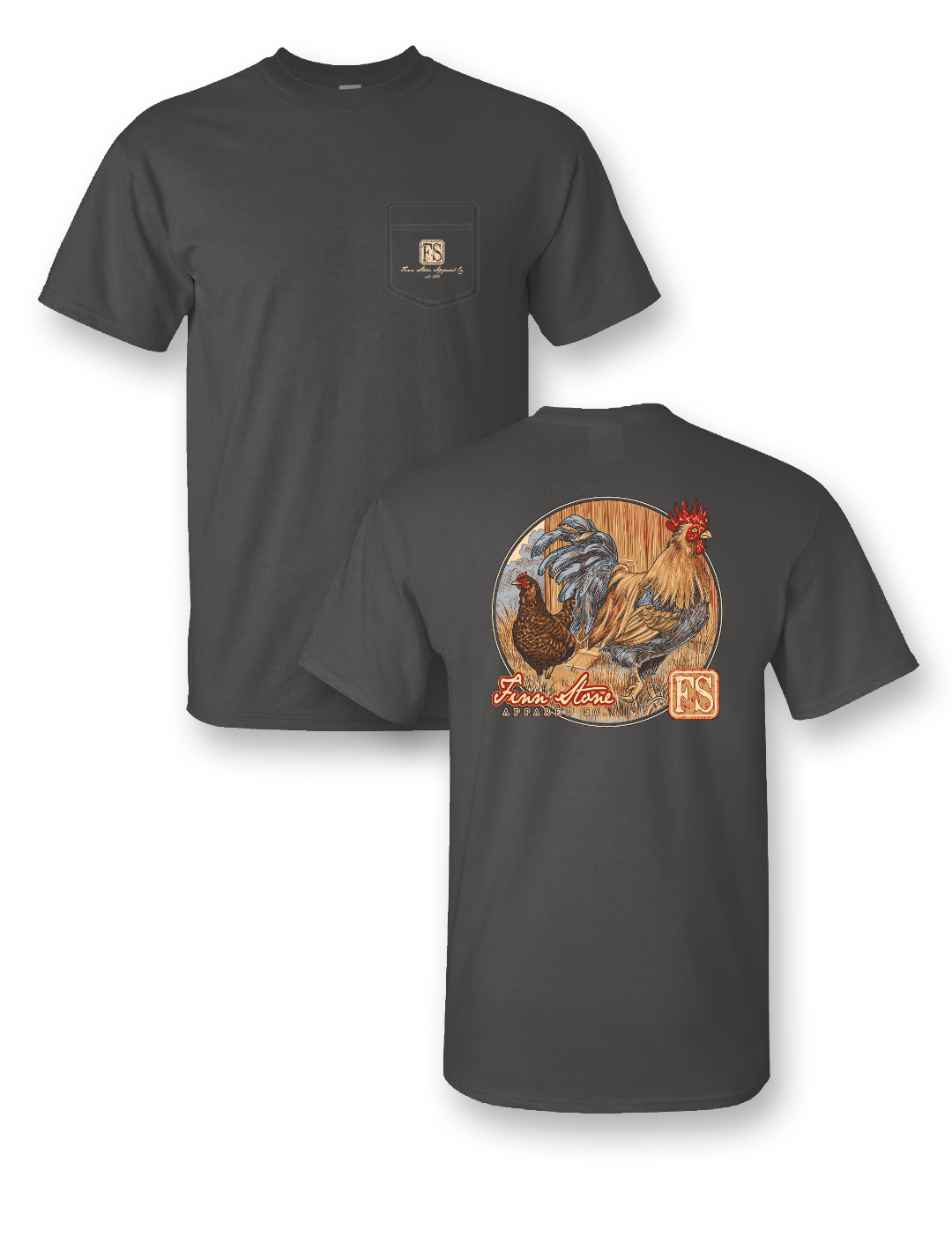 Farm Rooster & Hen Tshirt, Rustic Barnyard Animal Graphic, Finn Stone Fashion, Country Living Style, Perfect For Farm Life Lovers, Menswear
