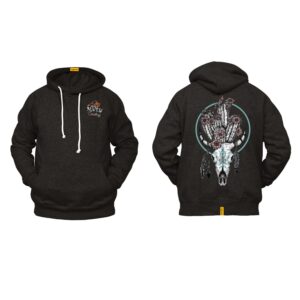 Ligosta Cowboy, Desert Skull Collection Hoodie, Unisex Hoodie Featuring Bull Skull with Cactus and Flowers Design, Southwest-Inspired Style