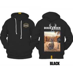 Ligosta Dixie Creek, Outdoor Wildlife Collection Hoodie, Unisex Hoodie Featuring Deer Farmhouse Scene Design, Rural Lifestyle Fans 003