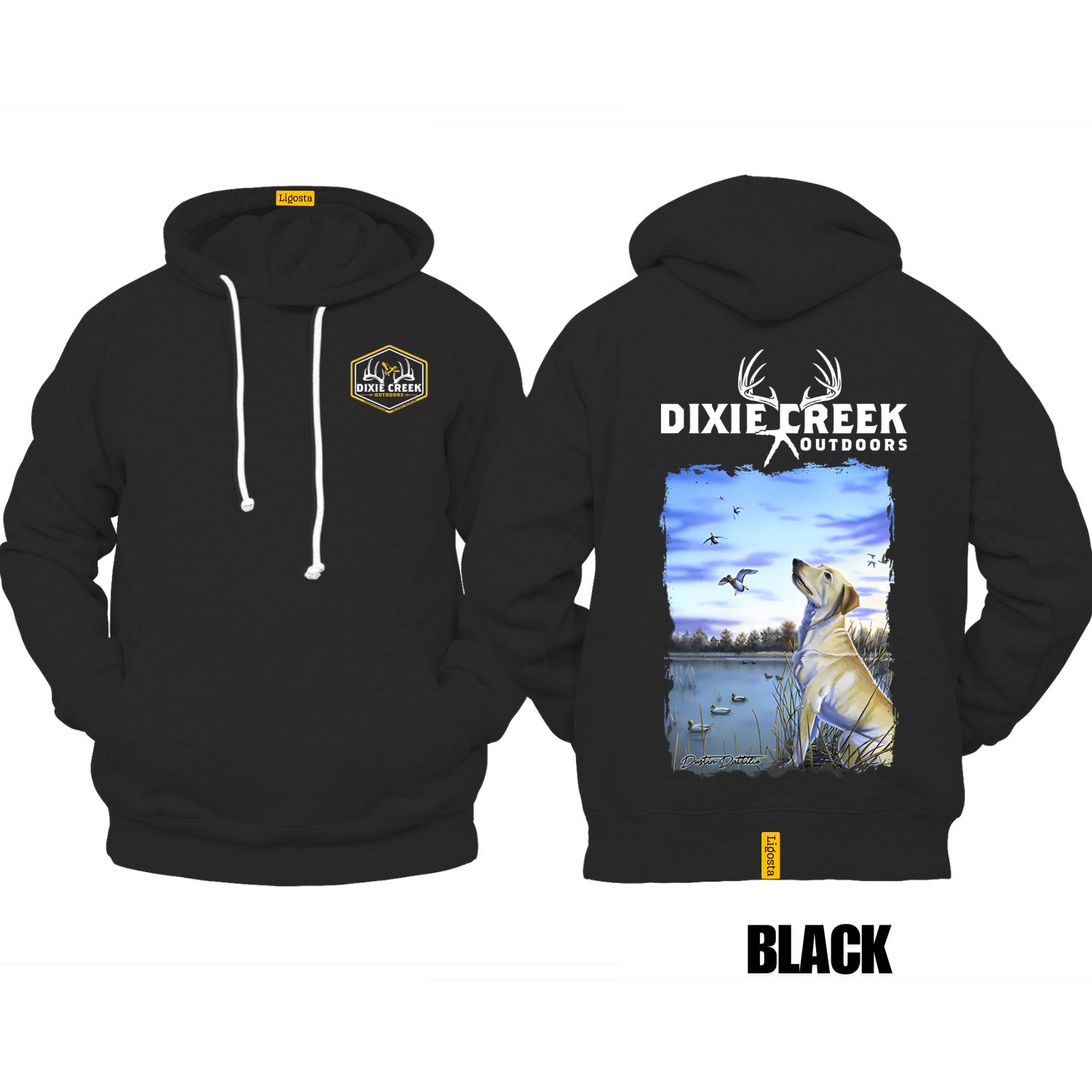 Ligosta Dixie Creek, Wildlife Collection Hoodie, Unisex Hoodie Featuring Yellow Lab Design, Perfect For Waterfowl Hunters 029