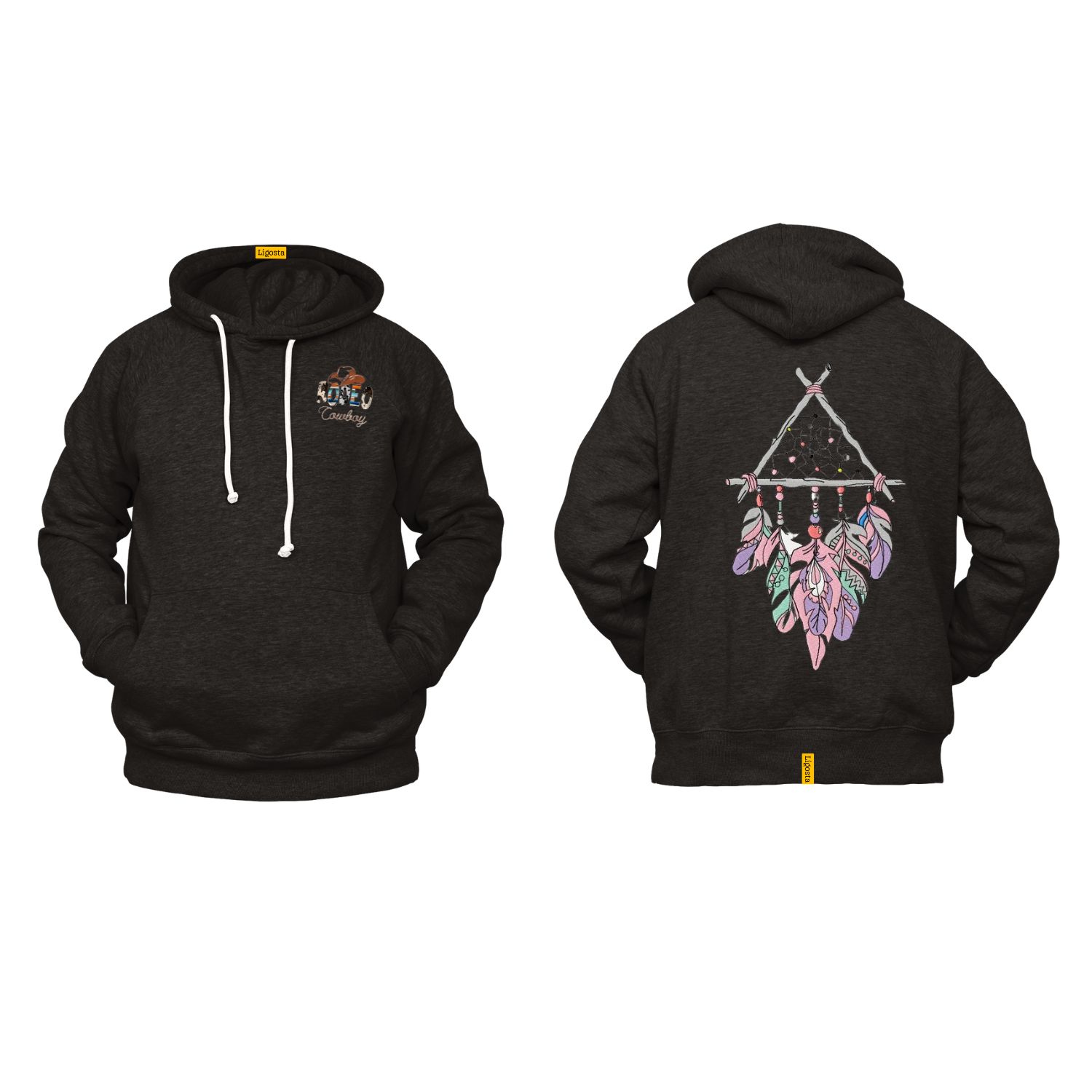 Ligosta Cowboy, Tribal Spirit Collection Hoodie, Unisex Hoodie with Colorful Crossed Arrows Dreamcatcher Design, Boho Streetwear 040