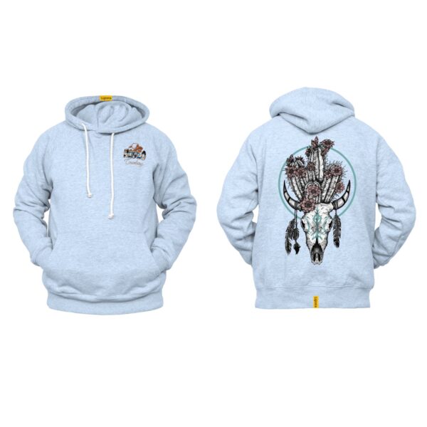 Ligosta Cowboy, Desert Skull Collection Hoodie, Unisex Hoodie Featuring Bull Skull with Cactus and Flowers Design, Southwest-Inspired Style - Image 6