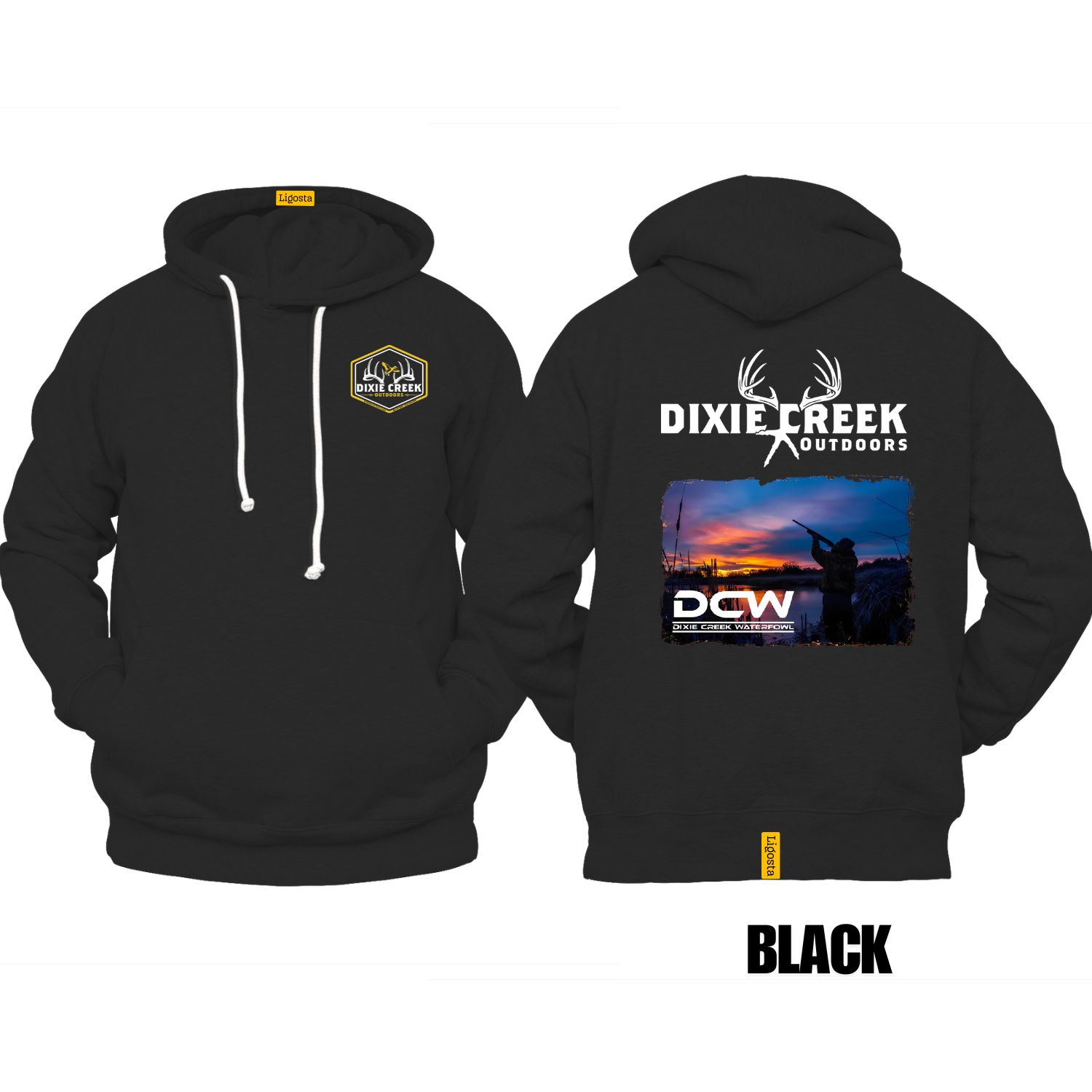 Ligosta Dixie Creek, Wildlife Collection Hoodie, Unisex Hoodie Featuring Waterfowl Sunset Scene, Perfect For Hunters 021