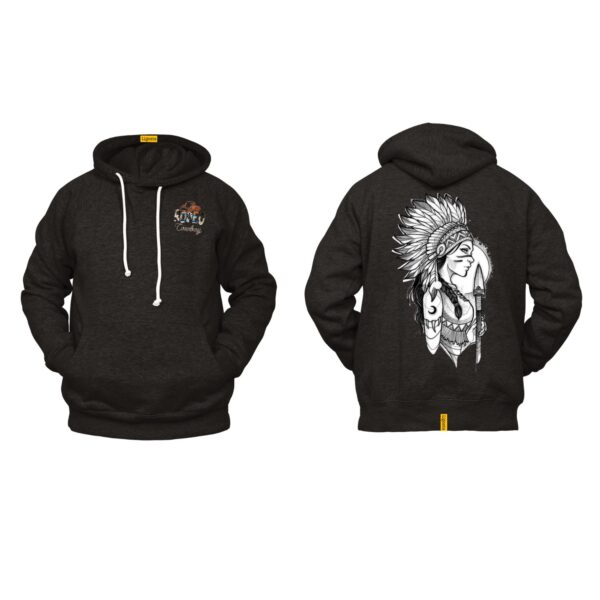 Ligosta Cowboy, Warrior Spirit Collection Hoodie, Unisex Hoodie Featuring Native Woman Warrior Design, Perfect For Bold and Tribal Style